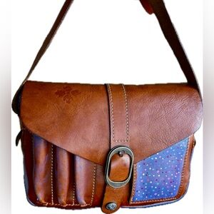 One of a kind hand painted vintage Patricia Nash leather crossbody purse
